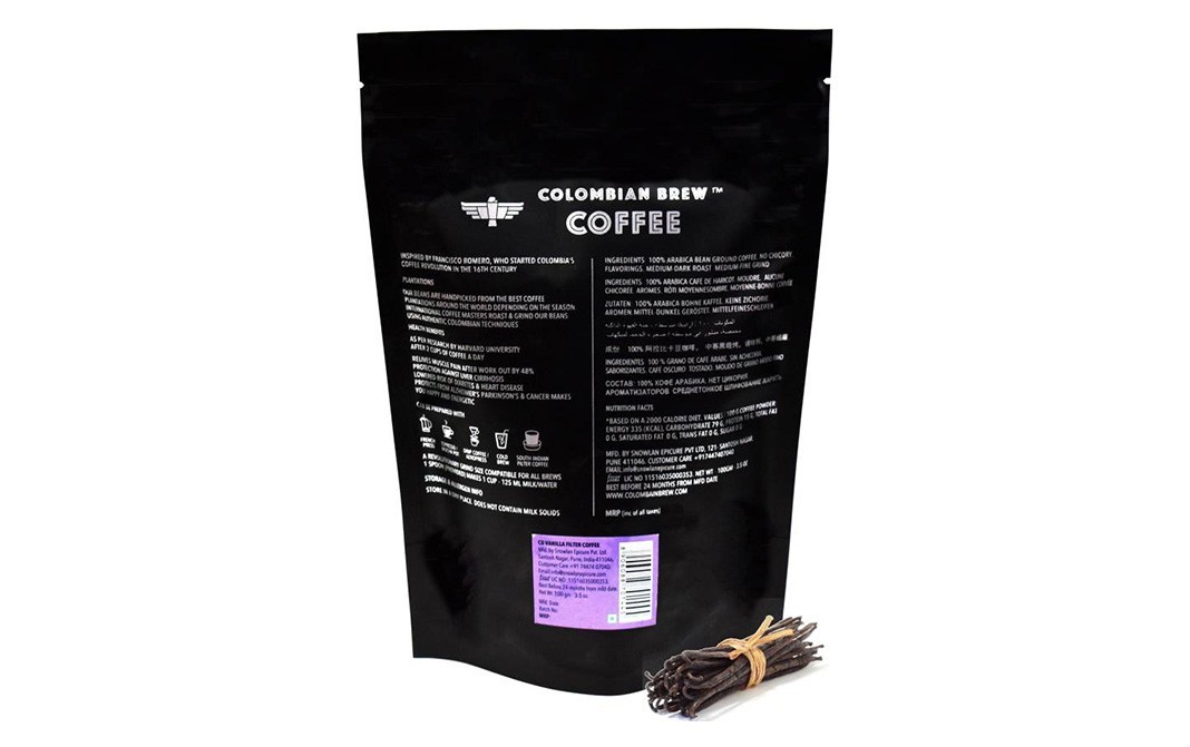 Colombian Brew Vanilla Filter Coffee    Pack  100 grams
